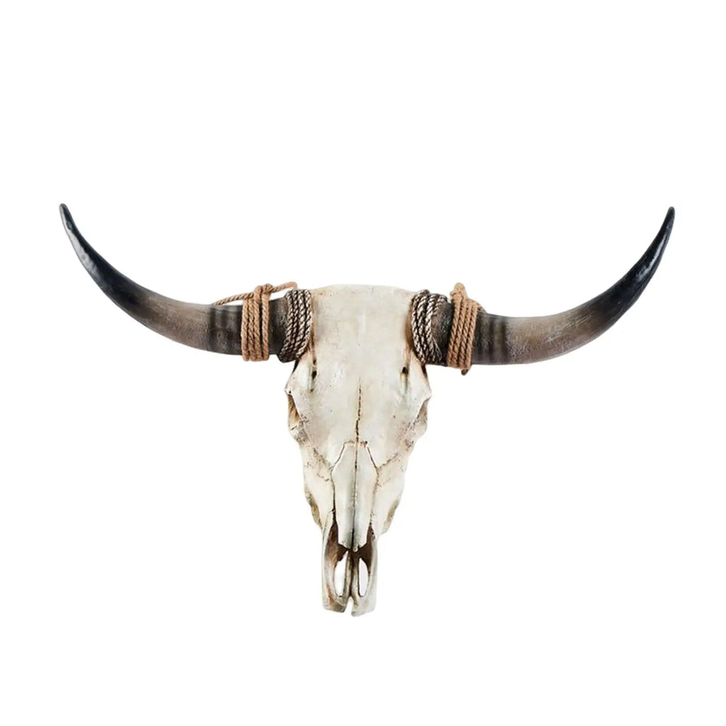 Rustic Animals Heads Wall Decor Cow Resin Statues Art Hanging Long Horn Cow Skull Wall Sculpture for Gallery Fireplace Cabinet